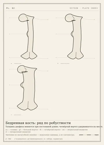 Плита 02: Бедренная кость: ряд по робустности