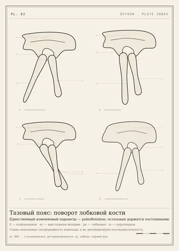 Плита 03: Тазовый пояс: поворот лобковой кости