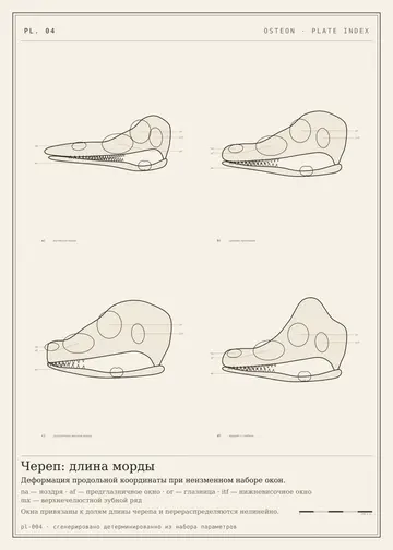 Плита 04: Череп: длина морды