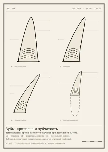 Плита 05: Зубы: кривизна и зубчатость