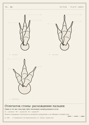 Плита 06: Отпечаток стопы: расхождение пальцев